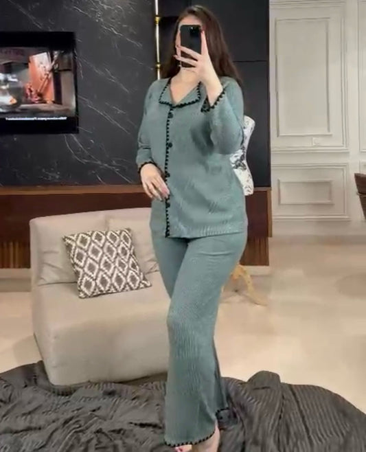 Z-Pyjama finition zigzag 100 % coton