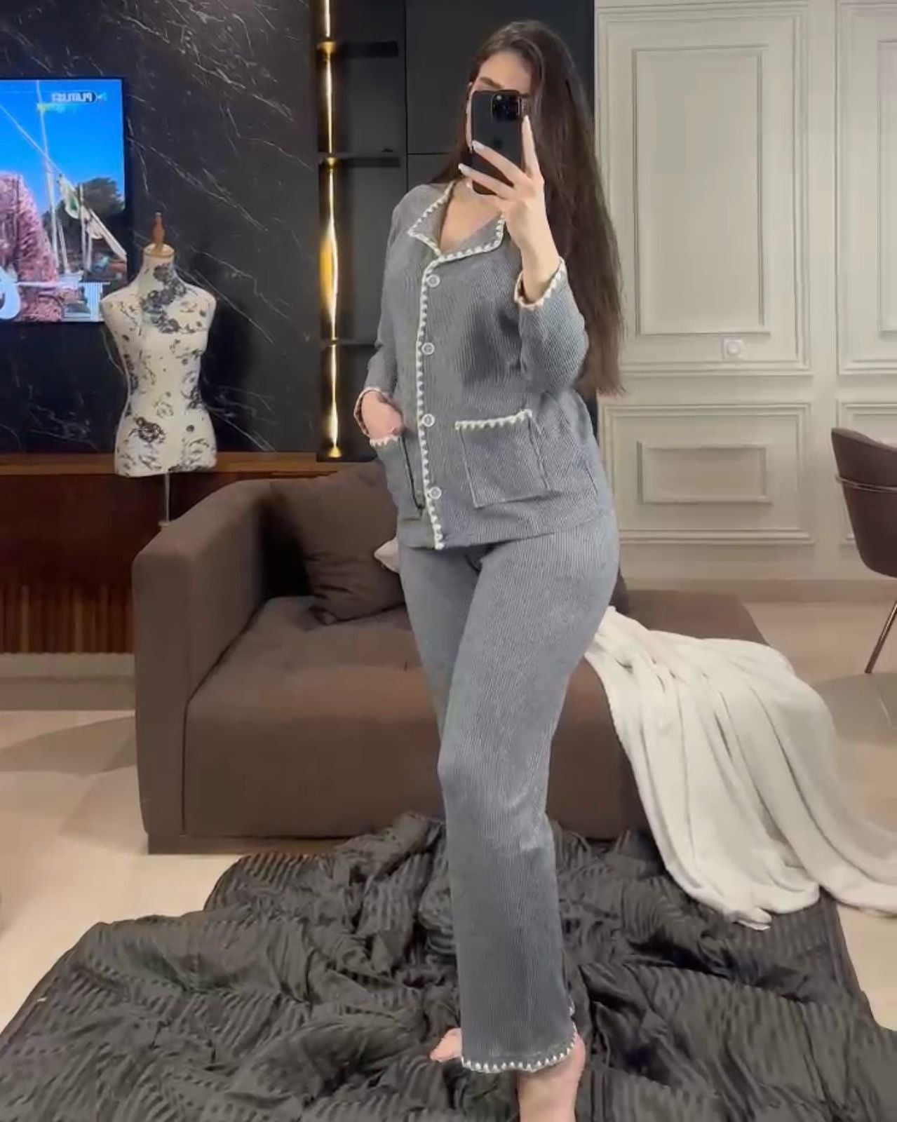 Z-Pyjama finition zigzag 100 % coton